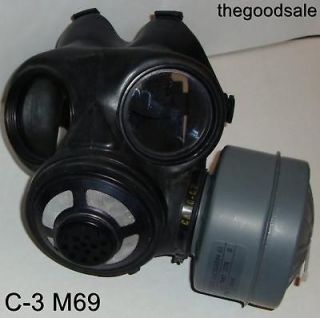  M69 Gas Mask & One 60mm SEALED NBC Filter/Caniste​r (Size Small