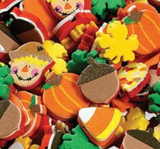 100 Autumn Harvest Fun Foam Beads ~ Kids Craft Acorn, Leaves, Pumpkin 