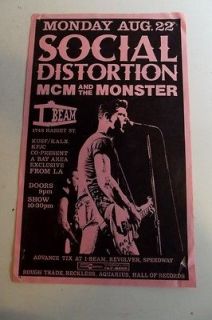 vtg org SOCIAL DISTORTION MCM & THE MONSTER Punk Flyer rock poster kbd 