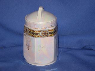 PORCELAIN COFFEE CANISTER BY WHITE BLOCK JAR SIX SIDED W/ COVER 