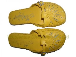 joblot of 10 womens yellow flip flop style shoes bulk  103 