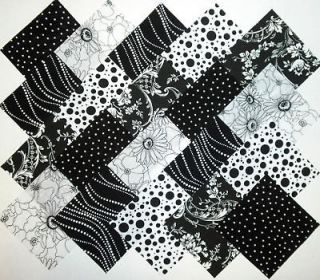 40 black and white 4 fabric quilting squares time left