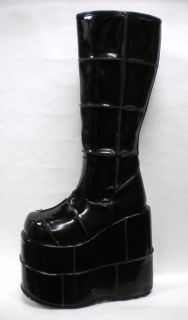 Black Stacked Platform Monster KISS Rock Star Costume Boots Mens 