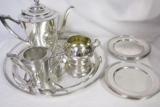 mixed silverplate tea set deco style poole silver rogers time