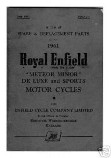 1961 royal enfield meteor models parts list on cd from