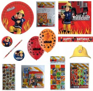 FIREMAN SAM Partyware & Colouring/Sticker Sets (Amscan)FS{fixed £1 UK 