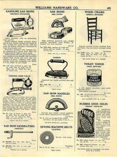 1951 coleman gasoline gas sad irons mrs potts common ad