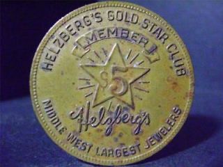 HELZBERG DIAMOND GOLD STAR CLUB $5 DOLLAR COIN 31mm brass lot #50 