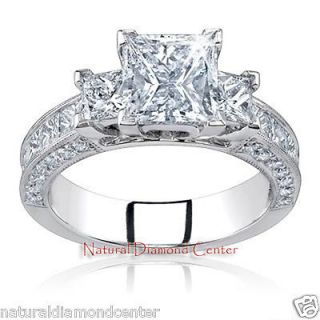 53Ct Princess Cut Diamond Three 3 Stone Engagement Anniversary Ring 