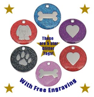 25mm pet id dog identity glitter tag engraved free more