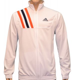 Adidas Mens Track Warm Up Tennis Running Jacket White/N​avy/Orange