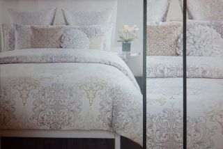 tahari medallion damask queen duvet cover set w 2 shams