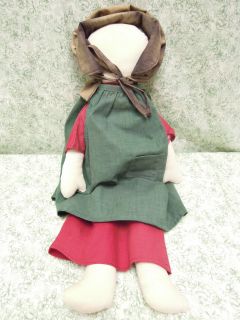 Amish/Mennonite style cloth doll, 17 inches tall, no facial features