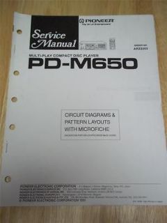Pioneer Service Manual~PD M650 CD Compact Disc Player~Origina​l~w 