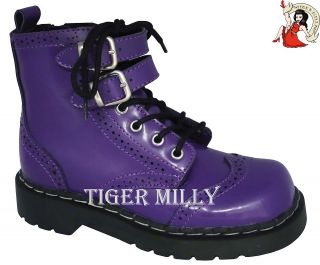 tuk punk anarchic leather combat goth boots purple