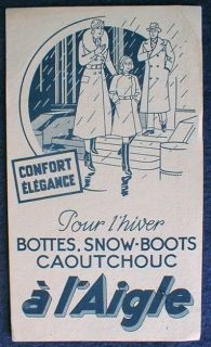 FRENCH PAPER BLOTTER WATERPROOF BOOTS L’AIGLE RAINWEAR 1924