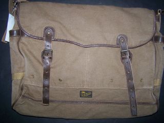 new ralph lauren polo khaki leather canvas messenger bag