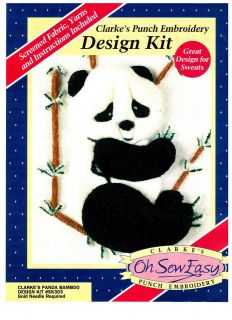 CLARKES PUNCH EMBROIDERY DESIGN KIT PANDA OH SEW EASY VG++ KIT W 