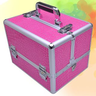   Cosmetic Jewelry Case Lock/Keys/Stra​p Aluminum Pink Box Pro Train