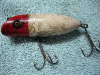 Vintage Fishing Lures Wooden Red White River Runt Type & Mouse Three 