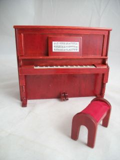 Upright Piano w/ Bench T3452 miniature dollhouse furniture wooden 2pc