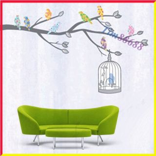 Bird Tree Cage Removable Wall Vinyl Sticker Decals Wallpaper