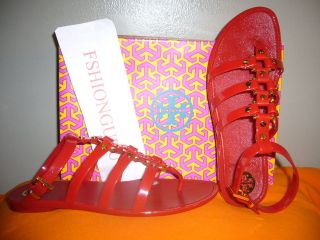 nib tory burch jelly vaughn sandal shoe red size 6