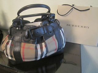 100 % authentic burberry check tote shoulder bag