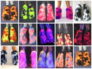   Print Rave Fuffies Furry Fur Boot Covers Fluffy Legwarmers ravewear