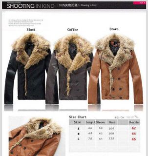 Colors Mens Fur Neckline thick Jacket leather Leisure Coat For 