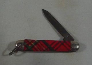 Red & Green Plaid Tartan Richards Sheffield England Small Pocket Knife 