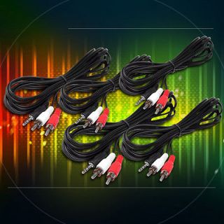 5X 10FT 3.5MM AUX RCA MALE PLUG AUDIO STEREO JACK BLACK CABLE IPHONE 