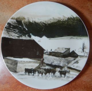 Andrew Wyeth Plate for Georg Jensen The Kuerner Farm 1971 signed