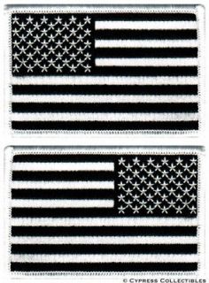 AMERICAN FLAG MOTORCYCLE BIKER PATCH LOT OF 2 new ALL BLACK military 