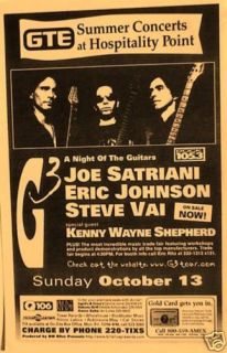 G3 TOUR 1996 POSTER  JOE SATRIANI,ERIC JOHNSON,STEVE VAI & KENNY WAYNE 