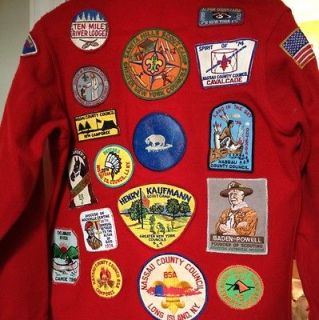1970s Boy Scout Red Wool Jacket /Shirt With Tons Of Patches 