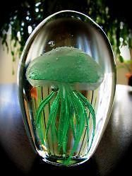 75 Glowing Glow in the Dark Emerald Green Glass Jellyfish 