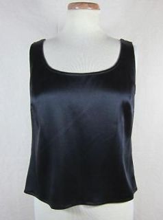 reem acra black silk sleeveless tank top shirt 12 time