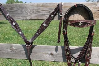   Silver Star/Suede Brown Leather Headstall&Rein​s B.C.Set Free Ship