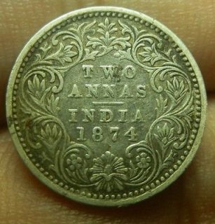 british india queen victoria two annas 1874 from thailand time