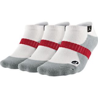 Nike Jordan No Show 3 Pack Socks White/Silver/Red Sz L 8 12 Retro 