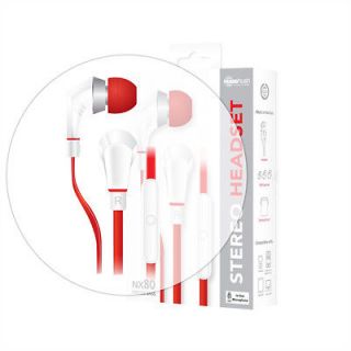   NOISEHUSH RED & WHITE 3.5mm HEADPHONE HEADSET MIC NX80 FOR ALL PHONES