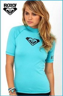 roxy whole hearted short sleeve rashguard turquoise