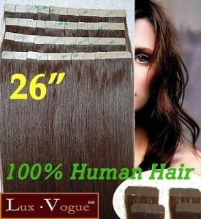 26 Long 40pcs 100% Human Hair 3M Tape in Extensions Remy #4 (dark 