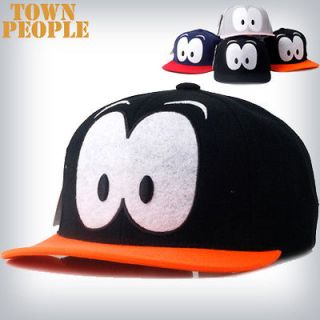 Cute Eye Hiphop Cap Rapper Hat Black(Orange) Unisex Flat Visor Ball 