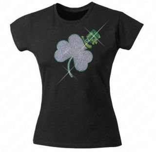   Irish Shamrock T shirt S XL Leprechaun Hat St Patricks Day Bling