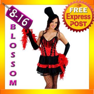   ROUGE BURLESQUE Ladies SALOON Western Showgirl Fancy Costume + Hat