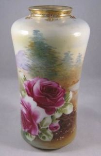   Vase with Pink & Red Roses & Mountain Background Maple Leaf #52