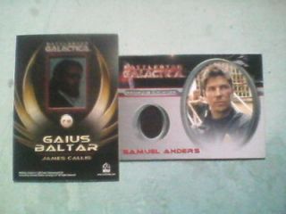   Battlestar Galactica Baltar Film card and Samuel Anders Costume card