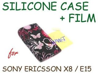   Pink Silicone Case + Film for Sony Ericsson Xperia X8 E15i XFSF270